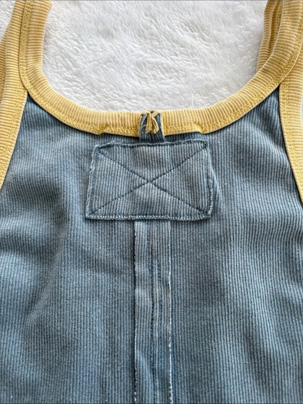We the Free size large only 1 ringer Blue Tank Top with Yellow Trim - Picture 10 of 11